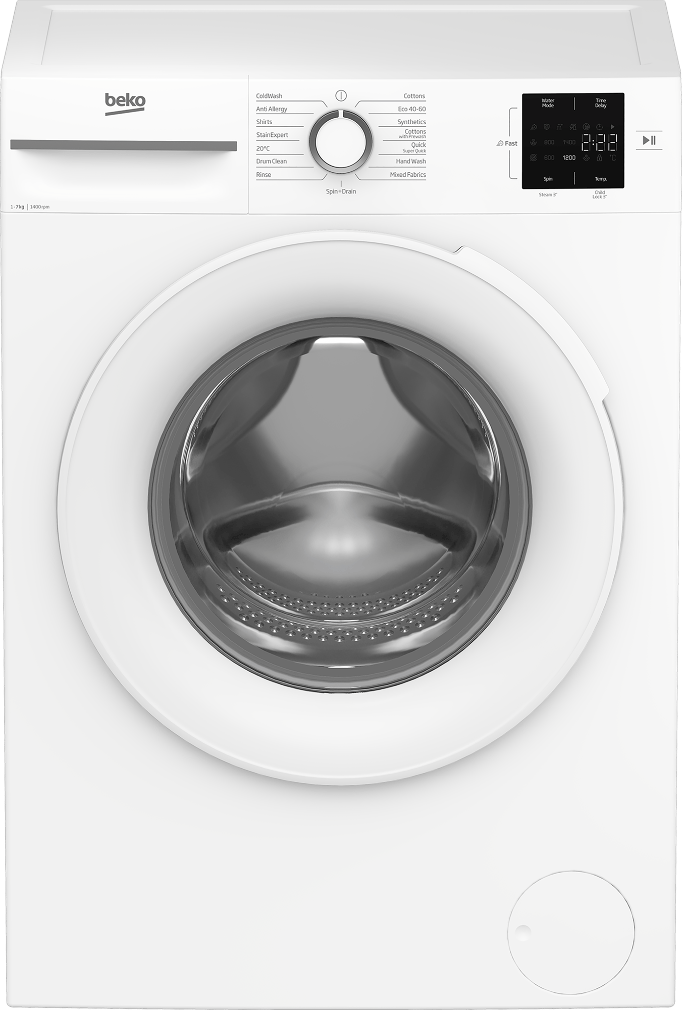 Freestanding 7kg 1400rpm Washing Machine with Quick Programme 