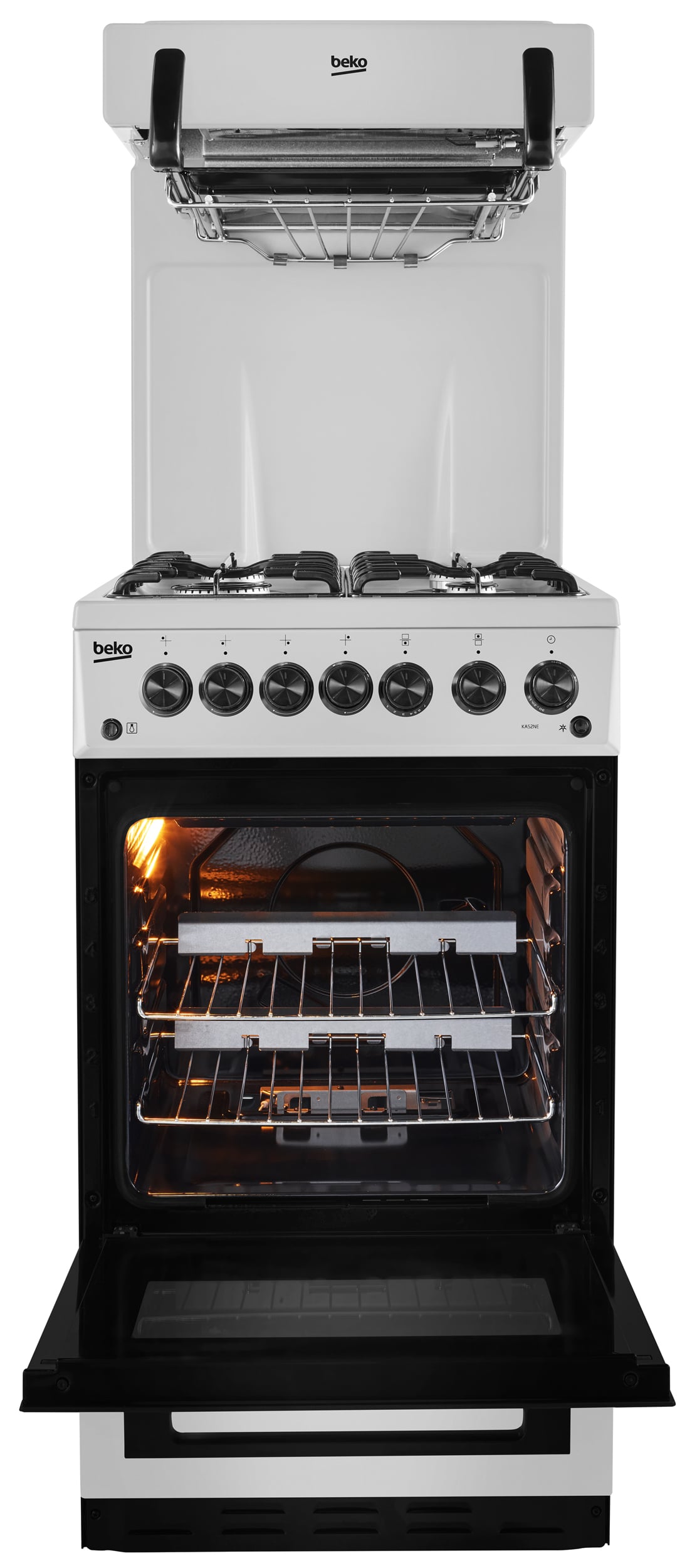50cm Freestanding Gas Single Oven Eye Level Cooker KA52NE Beko