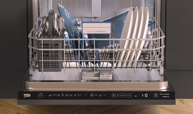 Loading the bottom rack of a dishwasher