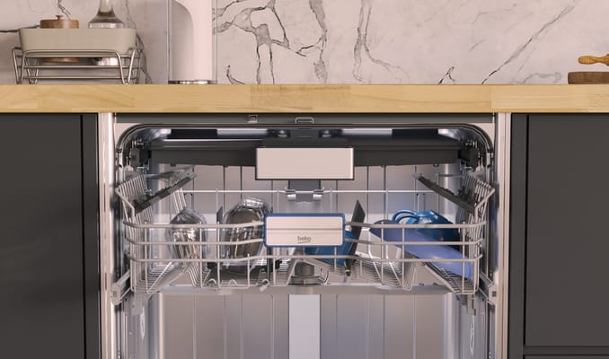 Loading the top rack of a dishwasher
