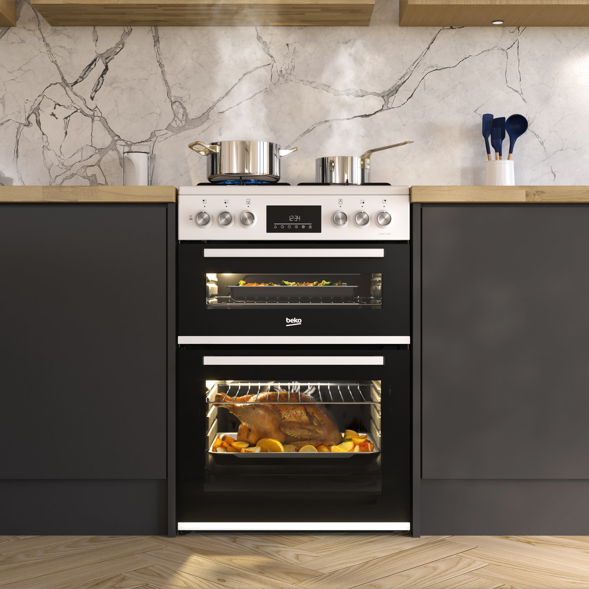 60cm Double Oven Duel Fuel Cooker with AeroPerfect™ FDD6231 | Beko UK