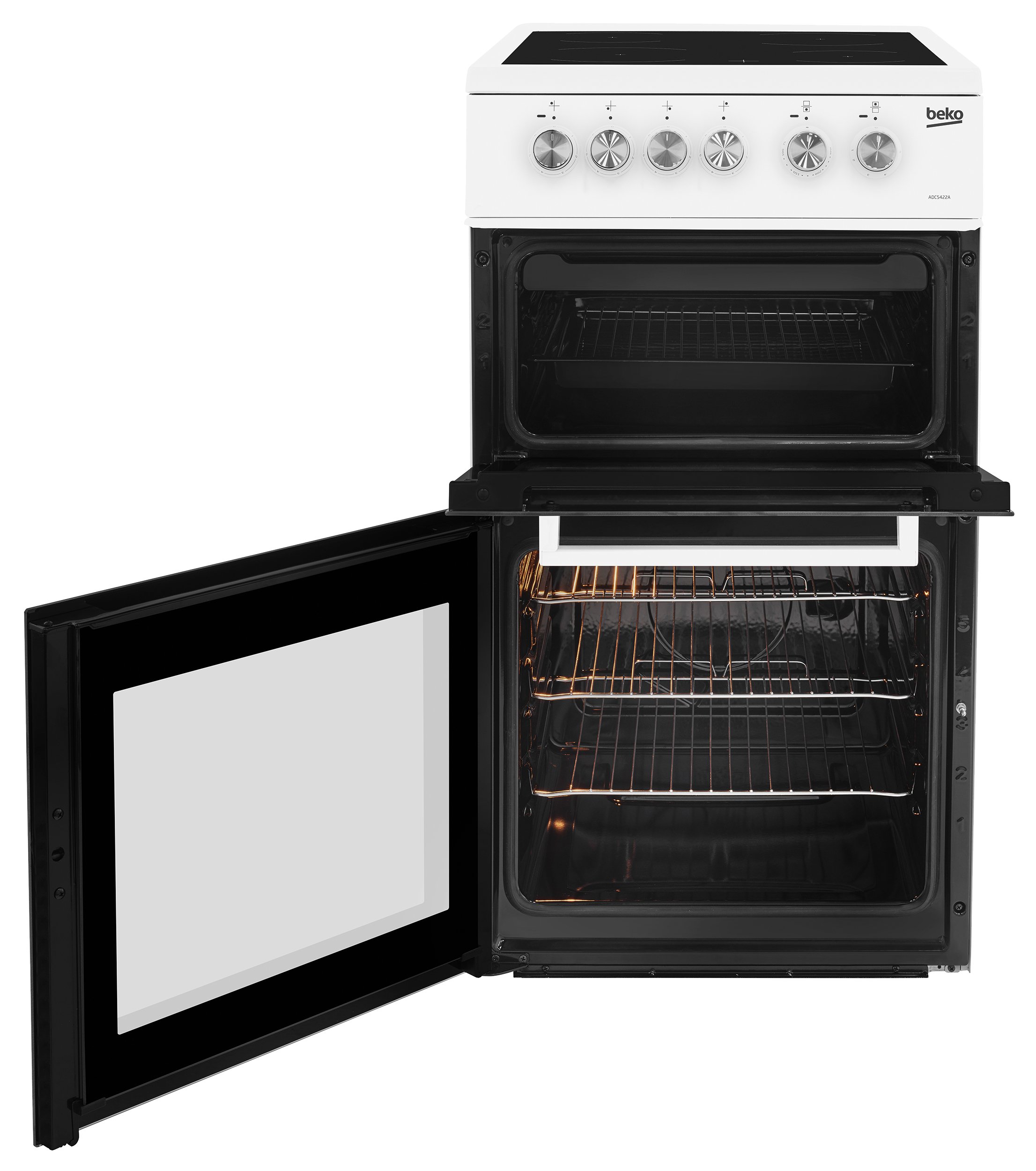 CUCINA GAS FORNO Elettrico Fornello con 4 Fuochi Bianco Beko CSS42014FW