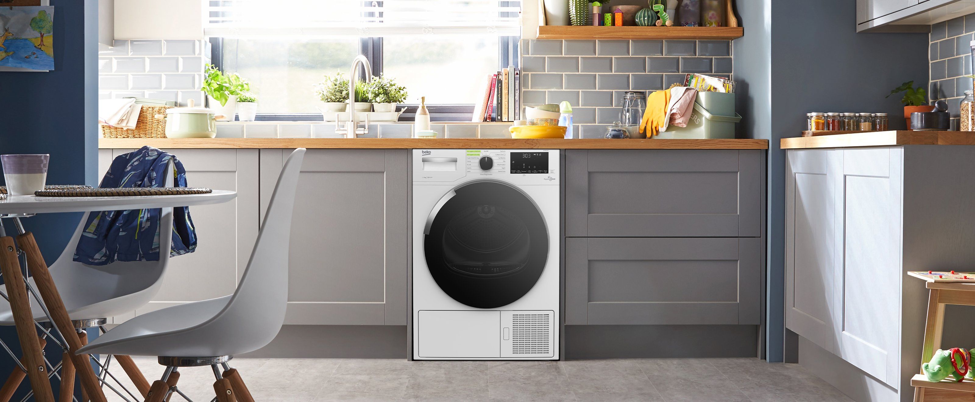 Tumble dryer in a kitchen