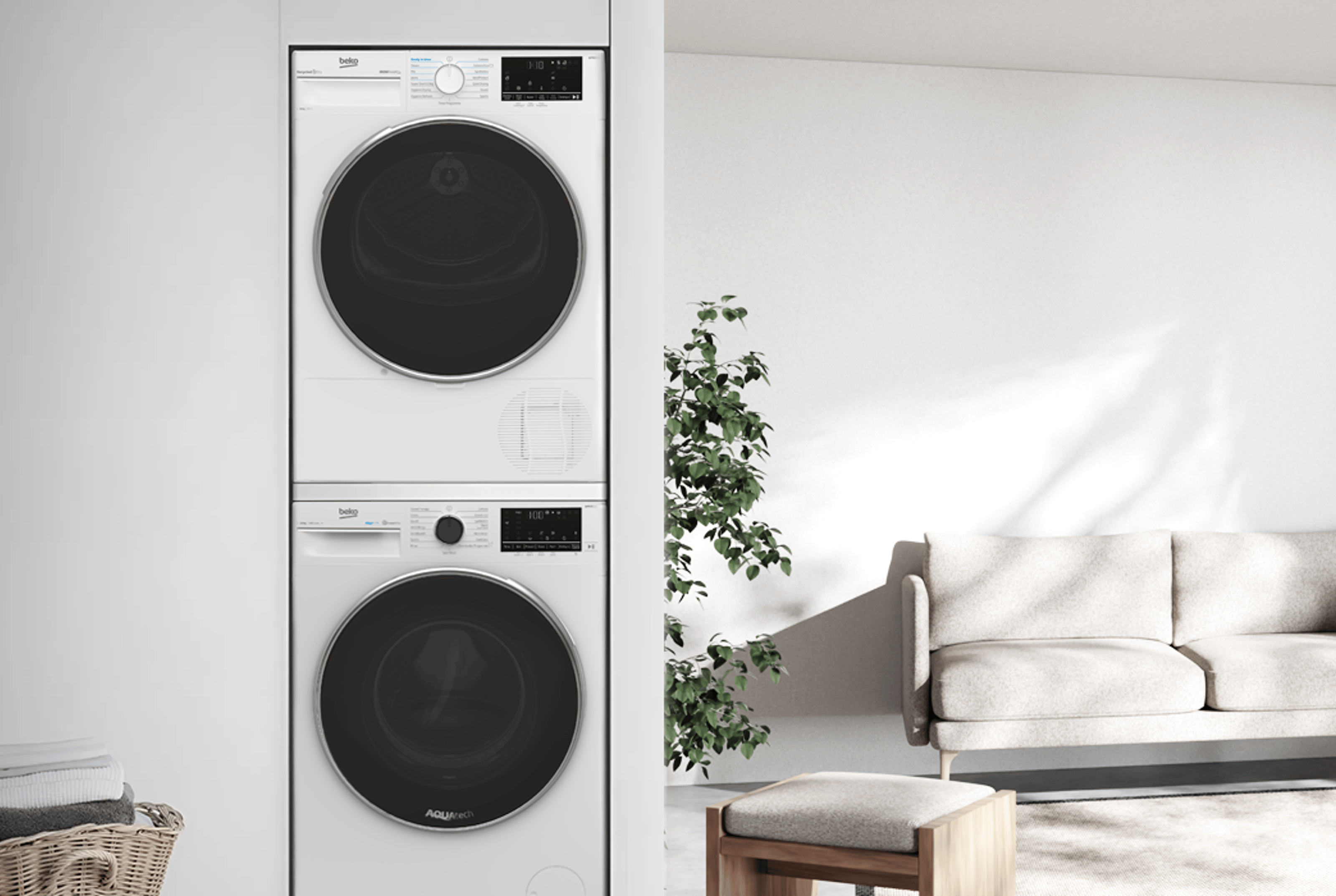 Condenser Tumble Dryer on Top of a Washing Machine