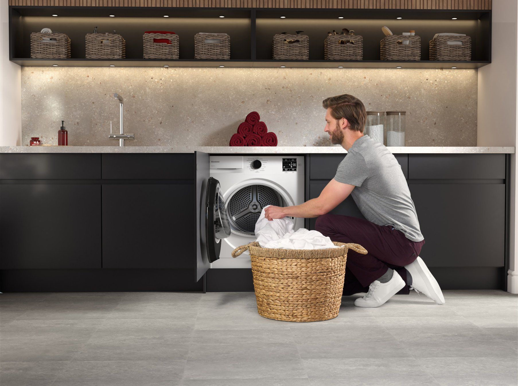 Lady using a built in appliance
