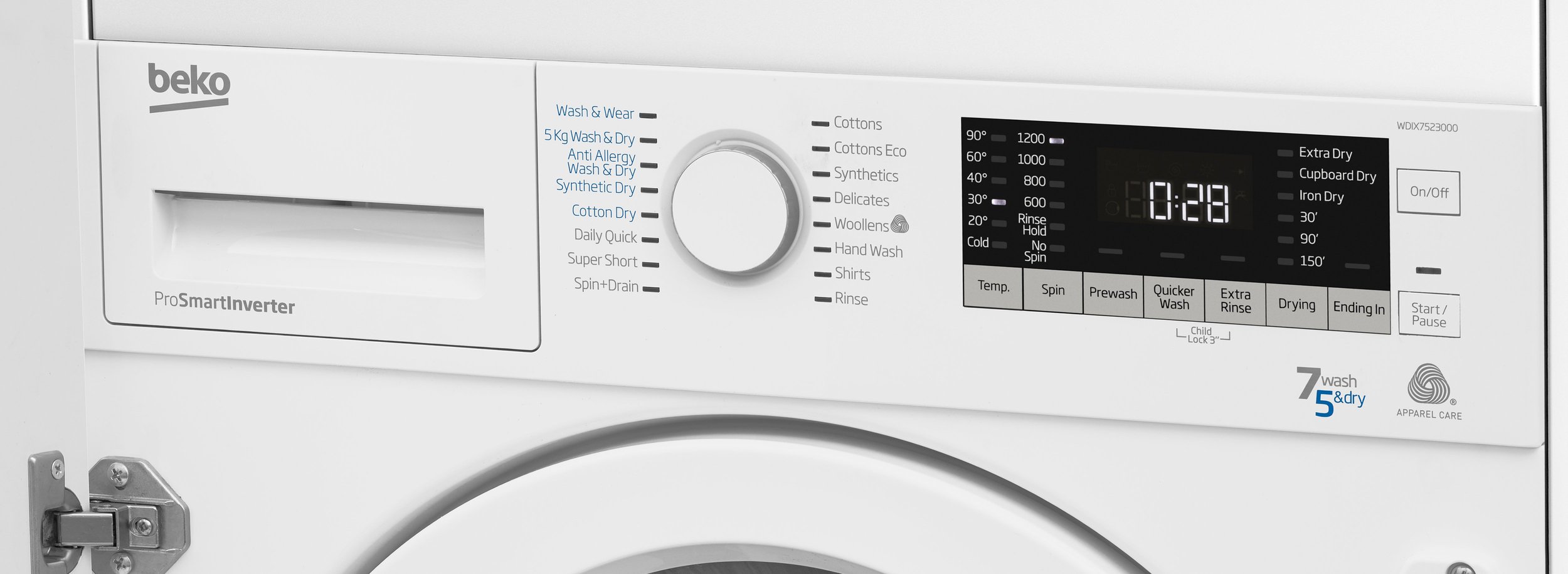 washin Integrated Washer Dryer with 7kg / 5kg Capacity WDIX7523000 | Beko UK
