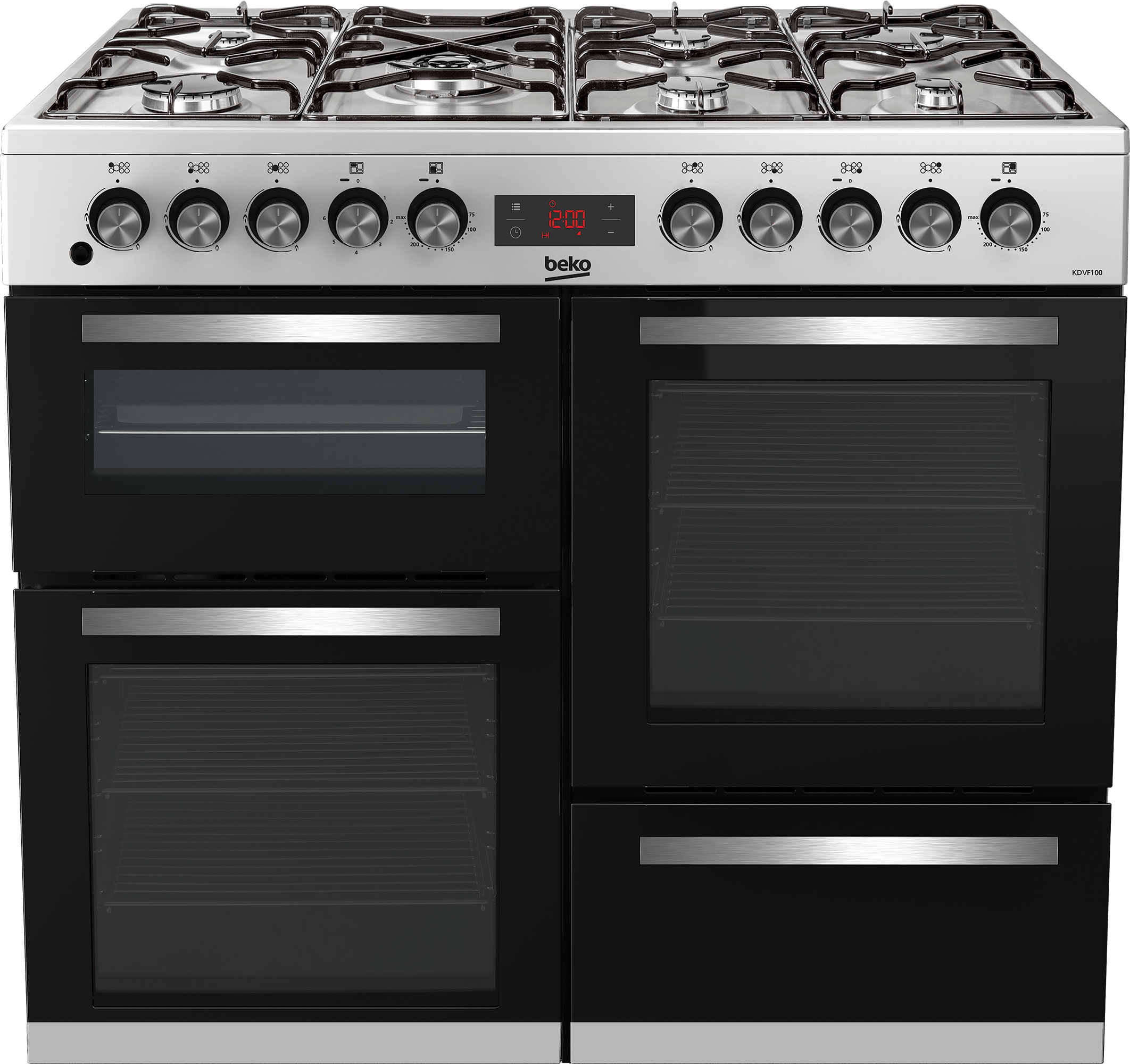 Beko kdvf100k 100cm dual fuel range cooker top